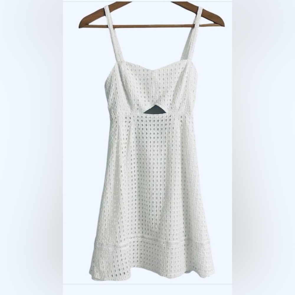 JACK White Eyelet Cutout Mini Skater Sundress